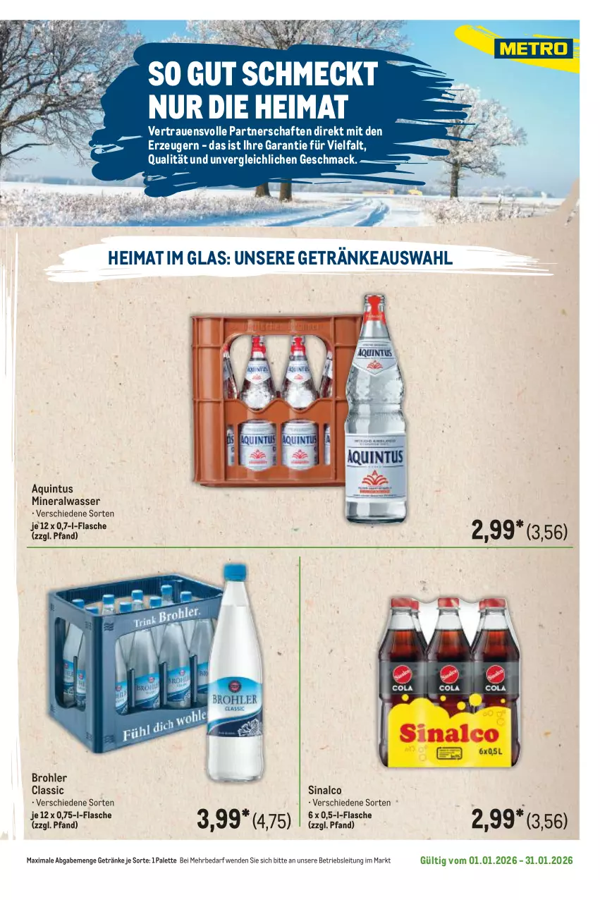 Aktueller Prospekt Metro - Regionaler Flyer - Seite 48 - von 01.01 bis 31.01.2026 - strona 51 - produkty: Alwa, flasche, getränk, getränke, mac, mineralwasser, Palette, sinalco, Ti, wasser