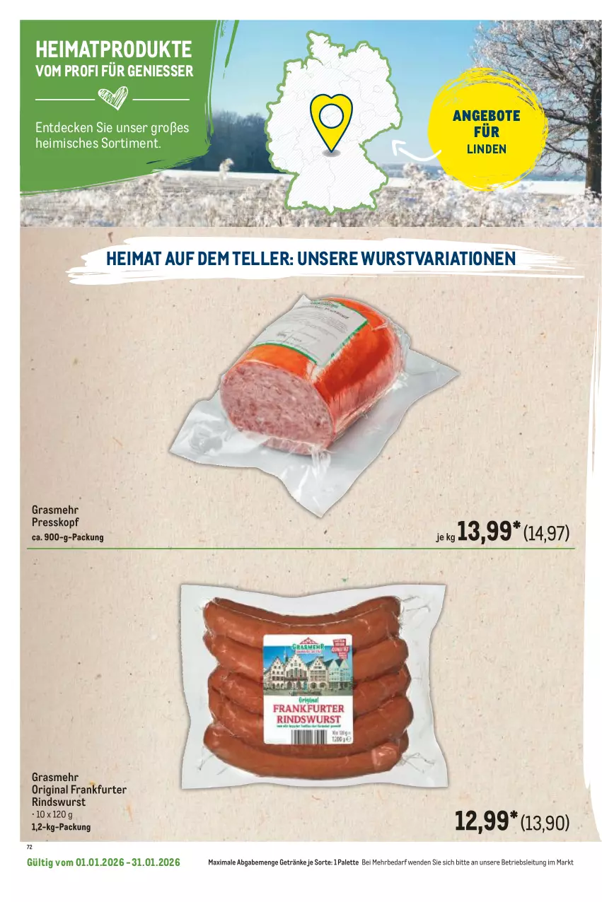 Aktueller Prospekt Metro - Regionaler Flyer - Seite 48 - von 01.01 bis 31.01.2026 - strona 54 - produkty: angebot, angebote, decke, elle, frankfurter, getränk, getränke, gin, Palette, Ria, rind, teller, Ti, wurst