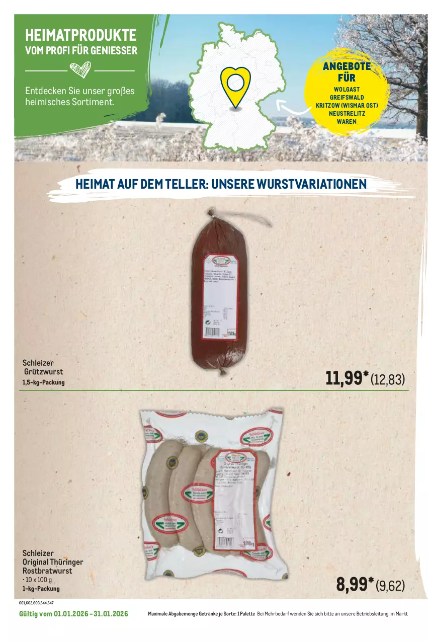 Aktueller Prospekt Metro - Regionaler Flyer - Seite 48 - von 01.01 bis 31.01.2026 - strona 56 - produkty: angebot, angebote, bratwurst, decke, elle, getränk, getränke, gin, LG, original thüringer, Palette, rel, Ria, ring, rostbratwurst, teller, thüringer rostbratwurst, Ti, wurst