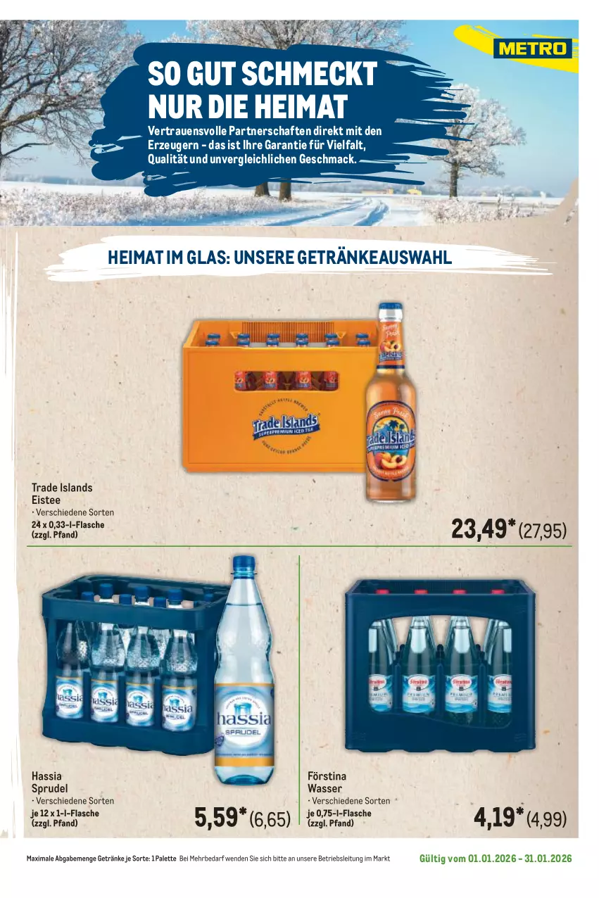 Aktueller Prospekt Metro - Regionaler Flyer - Seite 48 - von 01.01 bis 31.01.2026 - strona 61 - produkty: eis, eistee, flasche, getränk, getränke, mac, Palette, Sprudel, tee, Ti, wasser