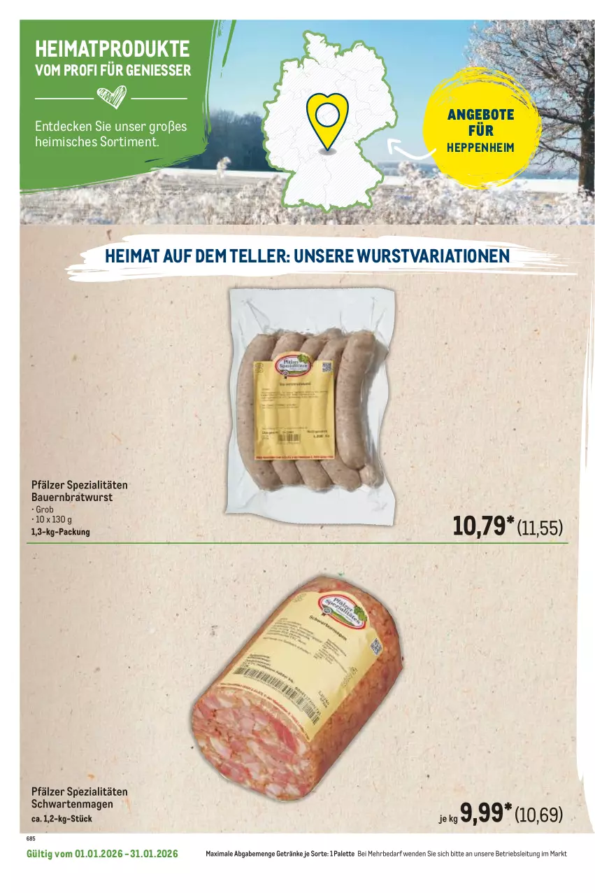 Aktueller Prospekt Metro - Regionaler Flyer - Seite 48 - von 01.01 bis 31.01.2026 - strona 62 - produkty: angebot, angebote, auer, Bau, Bauer, bratwurst, decke, elle, getränk, getränke, Palette, Ria, Spezi, teller, Ti, wurst