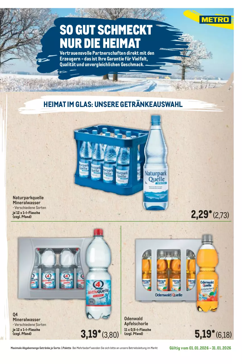 Aktueller Prospekt Metro - Regionaler Flyer - Seite 48 - von 01.01 bis 31.01.2026 - strona 63 - produkty: Alwa, apfel, Apfelschorle, elle, flasche, getränk, getränke, mac, mineralwasser, natur, odenwald, Palette, schorle, Ti, wasser