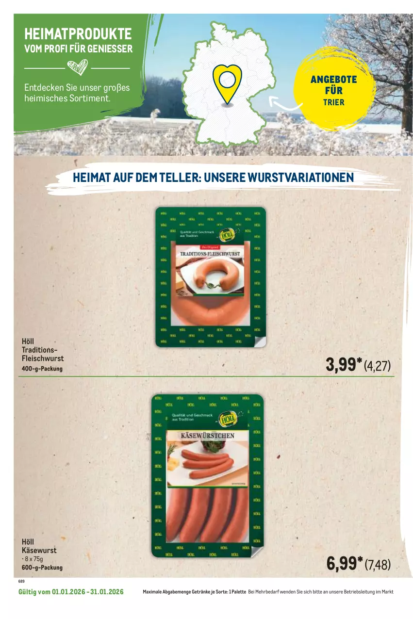 Aktueller Prospekt Metro - Regionaler Flyer - Seite 48 - von 01.01 bis 31.01.2026 - strona 64 - produkty: angebot, angebote, decke, eis, elle, fleisch, fleischwurst, getränk, getränke, Käse, Käsewurst, Palette, Ria, teller, Ti, wurst