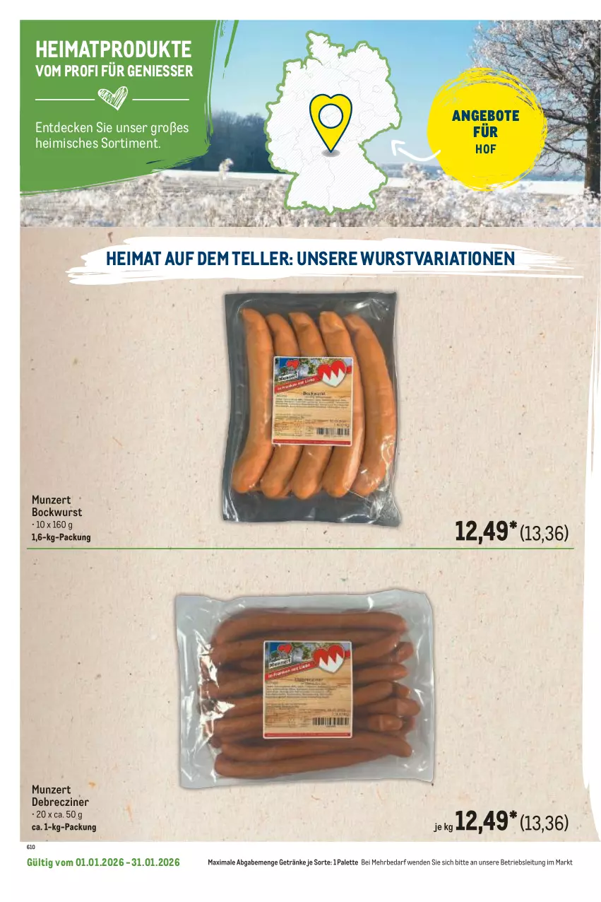 Aktueller Prospekt Metro - Regionaler Flyer - Seite 48 - von 01.01 bis 31.01.2026 - strona 66 - produkty: angebot, angebote, bockwurst, debrecziner, decke, elle, getränk, getränke, Palette, Ria, teller, Ti, wurst