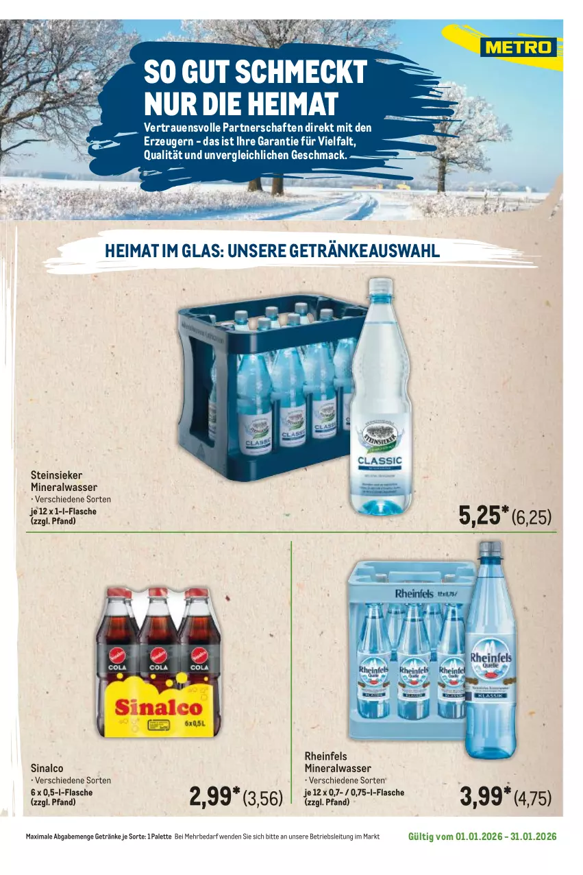 Aktueller Prospekt Metro - Regionaler Flyer - Seite 48 - von 01.01 bis 31.01.2026 - strona 71 - produkty: Alwa, flasche, getränk, getränke, mac, mineralwasser, Palette, sinalco, Steinsieker, Ti, wasser