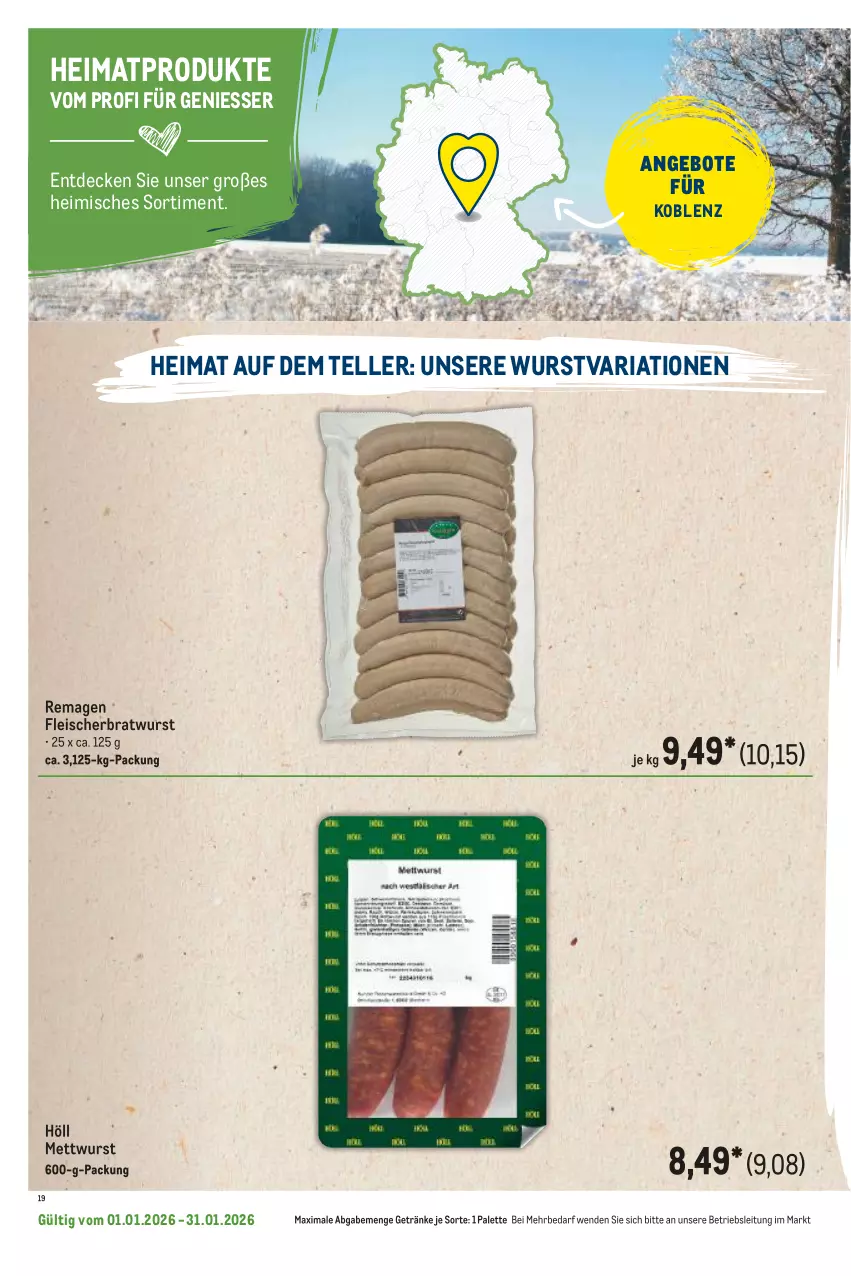 Aktueller Prospekt Metro - Regionaler Flyer - Seite 48 - von 01.01 bis 31.01.2026 - strona 72 - produkty: angebot, angebote, bratwurst, decke, eis, elle, fleisch, getränk, getränke, Mett, mettwurst, Palette, Ria, teller, Ti, wurst