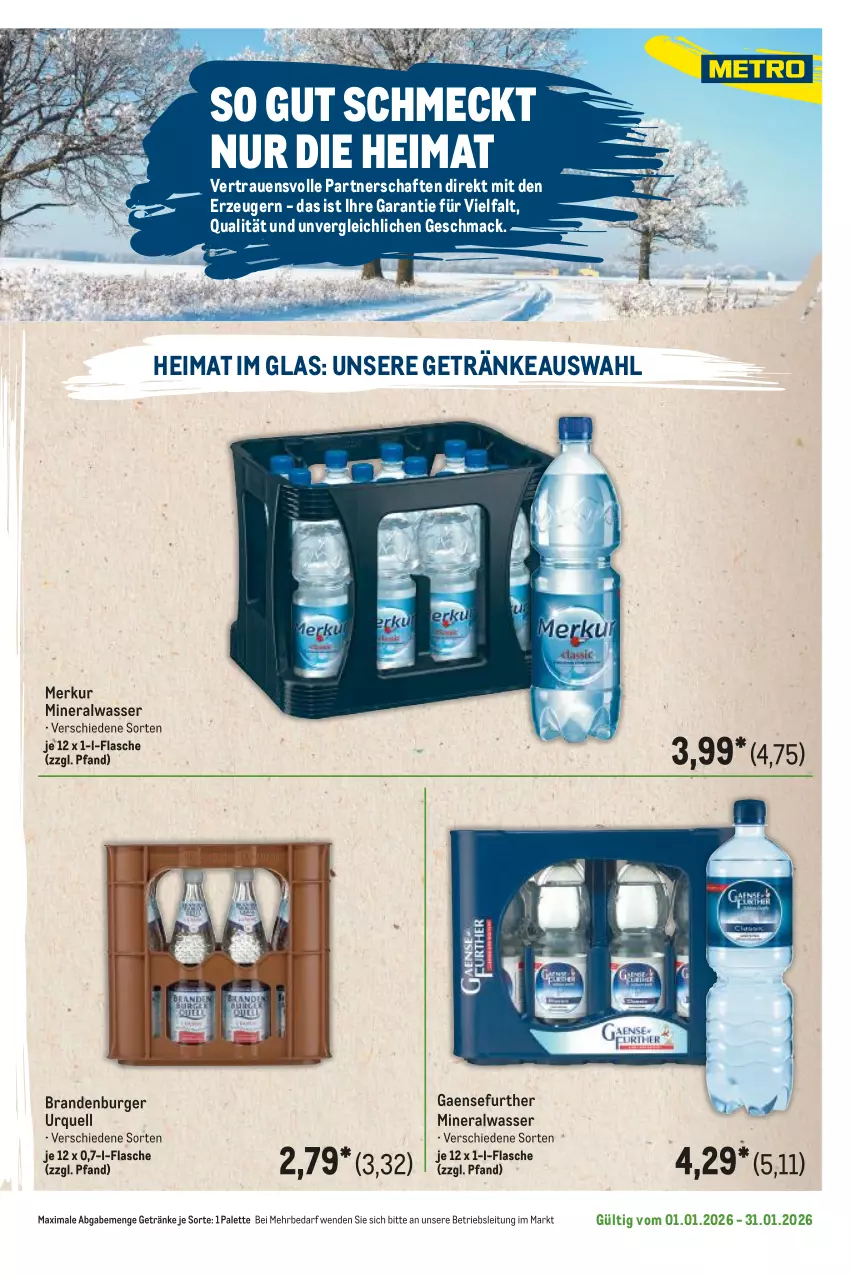Aktueller Prospekt Metro - Regionaler Flyer - Seite 48 - von 01.01 bis 31.01.2026 - strona 79 - produkty: Alwa, burger, flasche, getränk, getränke, mac, mineralwasser, Palette, Ti, wasser