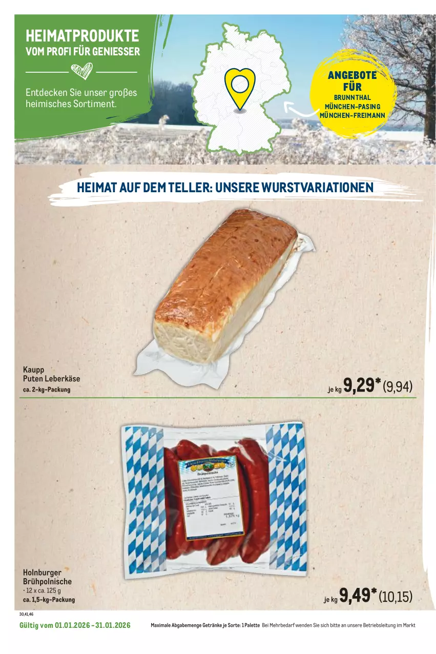 Aktueller Prospekt Metro - Regionaler Flyer - Seite 48 - von 01.01 bis 31.01.2026 - strona 86 - produkty: angebot, angebote, burger, decke, elle, getränk, getränke, HP, Käse, leberkäs, leberkäse, Palette, pute, Ria, teller, Ti, wurst