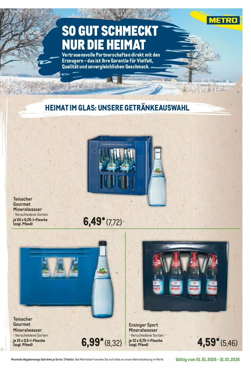 Aktueller Prospekt Metro - Regionaler Flyer - Seite 48 - von 01.01 bis 31.01.2026 - strona 89 - produkty: Alwa, flasche, getränk, getränke, mac, mineralwasser, Palette, Sport, Ti, wasser