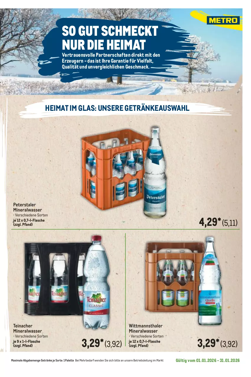 Aktueller Prospekt Metro - Regionaler Flyer - Seite 48 - von 01.01 bis 31.01.2026 - strona 91 - produkty: Alwa, flasche, getränk, getränke, mac, mineralwasser, Palette, Ti, wasser