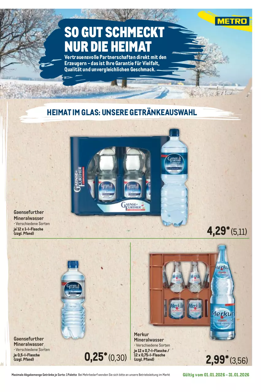 Aktueller Prospekt Metro - Regionaler Flyer - Seite 48 - von 01.01 bis 31.01.2026 - strona 97 - produkty: Alwa, flasche, getränk, getränke, mac, mineralwasser, Palette, Ti, wasser