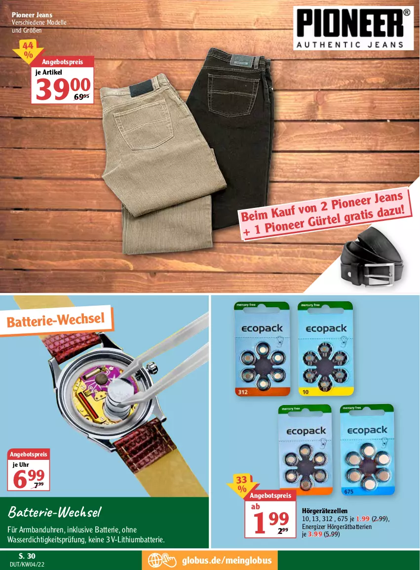 Aktueller Prospekt Globus - Prospekte - von 24.01 bis 29.01.2022 - strona 30 - produkty: angebot, angebotspreis, Armband, Armbanduhr, batterie, batterien, dell, eis, elle, energizer, jeans, Mode, pioneer, reis, Ti, uhr, wasser