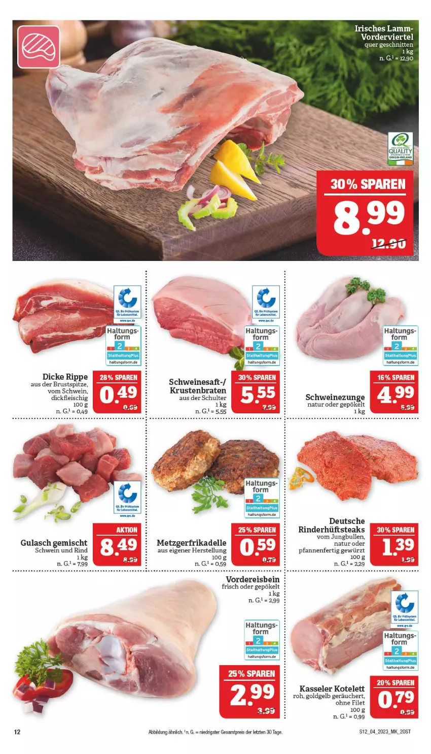 Aktueller Prospekt Marktkauf - Prospekt - von 22.01 bis 28.01.2023 - strona 12 - produkty: braten, dell, eis, elle, filet, fleisch, gewürz, gulasch, hüftsteak, hüftsteaks, jungbullen, kasseler, kotelett, krustenbraten, natur, pfanne, pfannen, reis, rind, rinder, saft, schnitten, schwein, schwein und rind, schweine, Schweinezunge, steak, steaks, Ti, wein, weine, ZTE