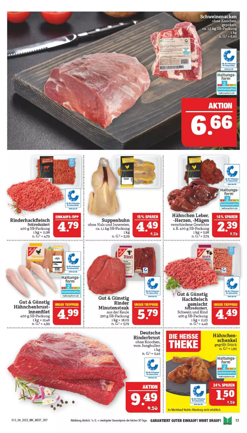 Aktueller Prospekt Marktkauf - Prospekt - von 22.01 bis 28.01.2023 - strona 13 - produkty: eis, filet, fleisch, grill, hackfleisch, hähnchenbrust, henkel, jungbullen, nutella, reis, rind, rinder, rinderhackfleisch, schenkel, schwein, schwein und rind, steak, suppe, suppen, Suppenhuhn, Ti, wein, ZTE