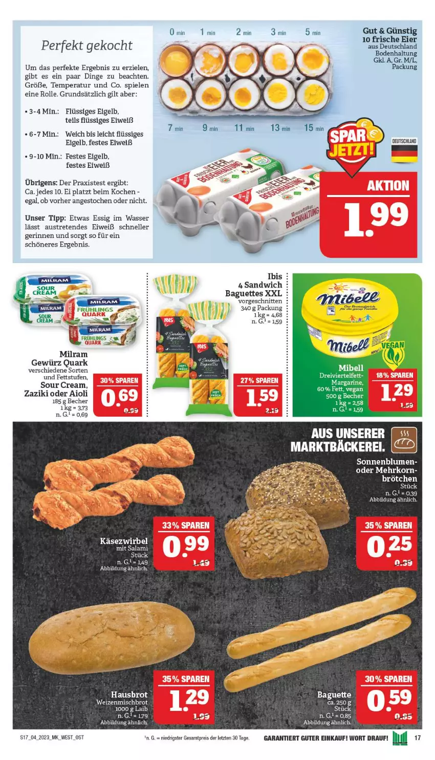 Aktueller Prospekt Marktkauf - Prospekt - von 22.01 bis 28.01.2023 - strona 17 - produkty: aioli, aust, baguette, baguettes, Becher, blume, blumen, brot, eier, eis, elle, essig, gewürz, Käse, Käsezwirbel, korn, margarine, milram, quark, reis, salami, sandwich, sonnenblume, sonnenblumen, sour cream, Spiele, Ti, usb, wasser, weizenmischbrot, zaziki, ZTE