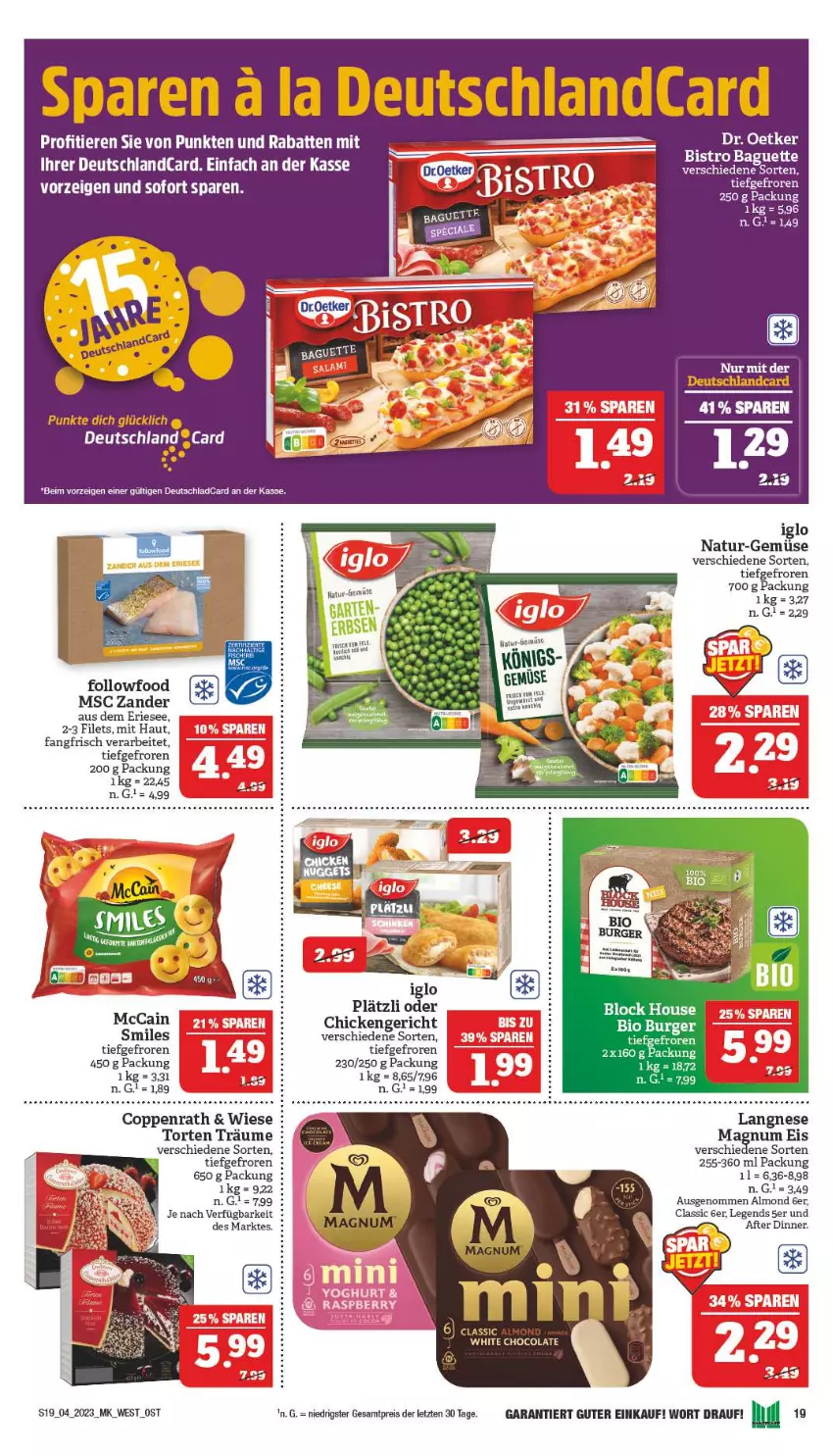 Aktueller Prospekt Marktkauf - Prospekt - von 22.01 bis 28.01.2023 - strona 19 - produkty: bio, burger, coppenrath, deutschlandcard, Dr. Oetker, eis, filet, filets, iglo, langnese, mac, magnum, mccain, natur, reis, Ti, Tiere, torte, ZTE