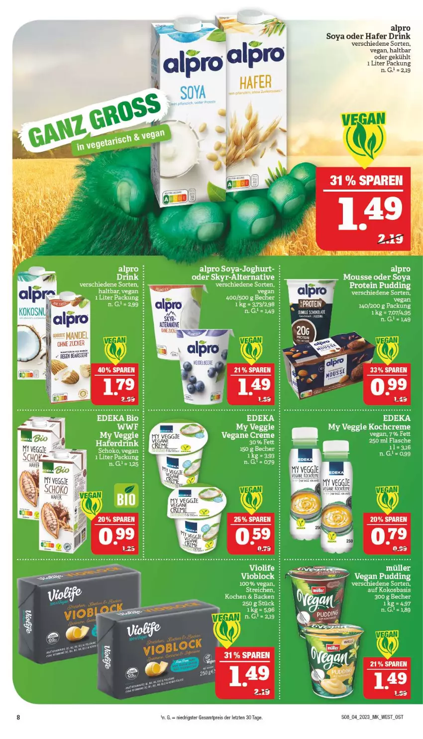 Aktueller Prospekt Marktkauf - Prospekt - von 22.01 bis 28.01.2023 - strona 8 - produkty: alpro, Becher, creme, drink, eis, hafer, Haferdrink, Kochcreme, kokos, mousse, Müller, pudding, reis, schoko, soya, veggie, ZTE, zucker