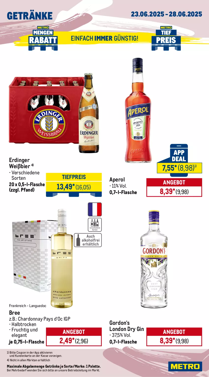 Aktueller Prospekt Metro - Wochen-Angebote Gastro - von 23.06 bis 28.06.2025 - strona 14 - produkty: angebot, aperol, ariel, auer, auto, bier, bree, chardonnay, coupon, dry gin, eis, elle, erdinger, flasche, frucht, getränk, getränke, gin, gordon, lenor, lenor weichspüler, london dry, london dry gin, Metro, metro gastro, Palette, papier, Pods, reis, Schere, teller, Ti, tiefpreis, vollwaschmittel, waschmittel, weichspüler