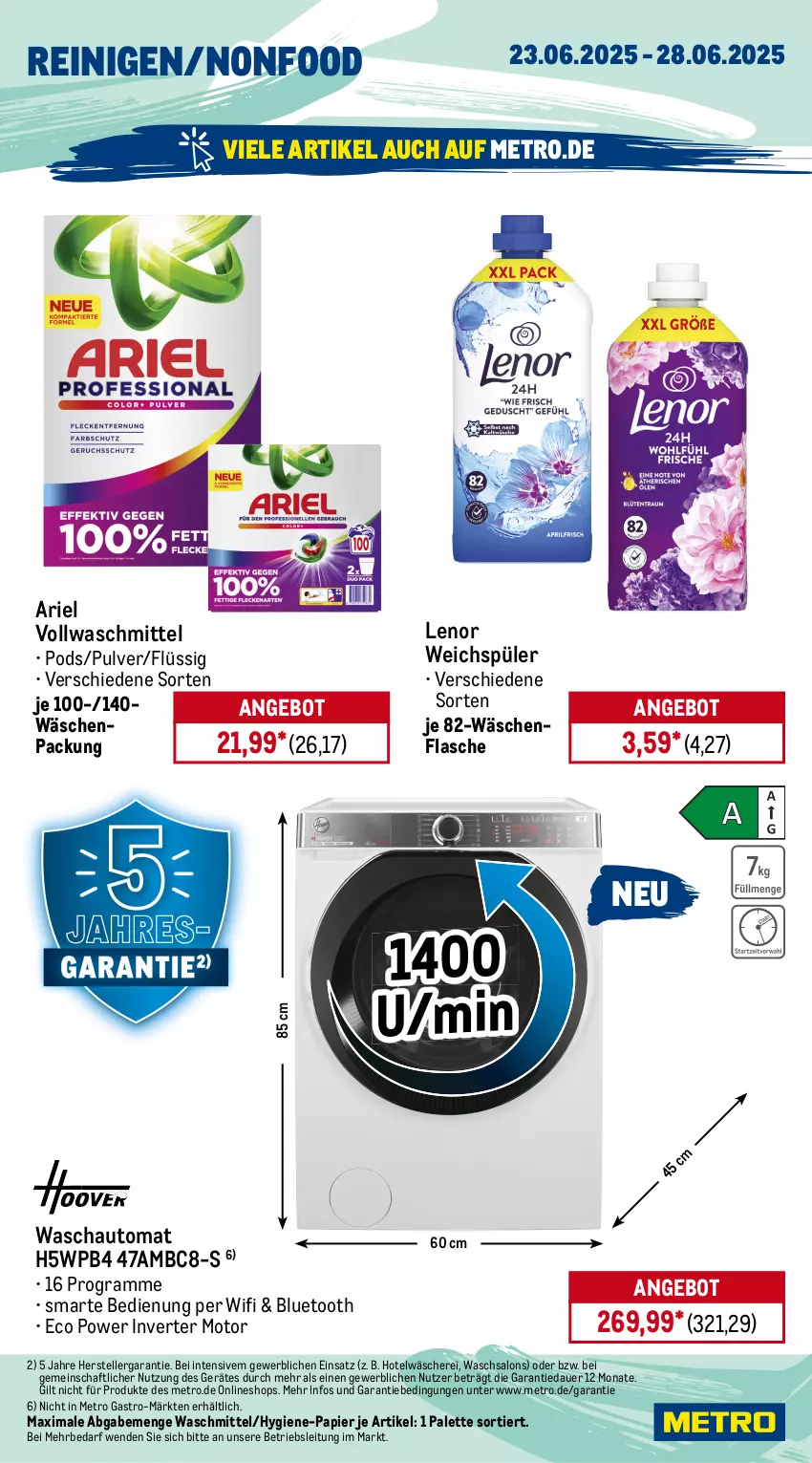 Aktueller Prospekt Metro - Wochen-Angebote Gastro - von 23.06 bis 28.06.2025 - strona 15 - produkty: angebot, aperol, ariel, auer, auto, bier, bree, chardonnay, coupon, dry gin, eis, elle, erdinger, flasche, frucht, getränk, getränke, gin, gordon, lenor, lenor weichspüler, london dry, london dry gin, Metro, metro gastro, Palette, papier, Pods, reis, Schere, teller, Ti, tiefpreis, vollwaschmittel, waschmittel, weichspüler
