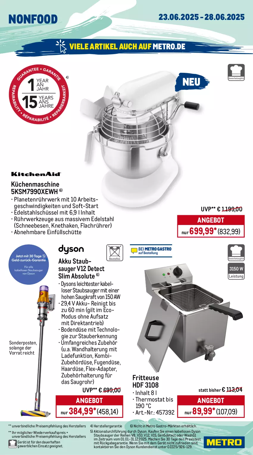 Aktueller Prospekt Metro - Wochen-Angebote Gastro - von 23.06 bis 28.06.2025 - strona 16 - produkty: adapter, akku, angebot, auer, backofen, Behälter, besteck, Dyson, edelstahl, eis, elle, fritteuse, geschirr, herdarten, kraft, küche, Küchen, küchenmaschine, LG, Löffel, mac, Metro, metro gastro, mikrowelle, Ofen, pfanne, reis, rwe, Schal, Schale, Schneebesen, schüssel, sonderposten, spülmaschinen, staubsauger, Tapas, teller, thermostat, Ti, Tiere, wandhalterung, werkzeug, werkzeuge
