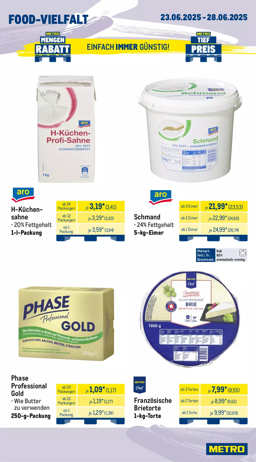 Aktueller Prospekt Metro - Wochen-Angebote Gastro - von 23.06 bis 28.06.2025 - strona 9 - produkty: beutel, brie, butter, champignon, champignons, eimer, eis, küche, Küchen, Küchensahne, Lauchzwiebel, lauchzwiebeln, mac, milch, obst, reis, rispentomaten, rwe, sahne, salat, schmand, Ti, tiefpreis, tisch, tomate, tomaten, torte, zwiebel, zwiebeln
