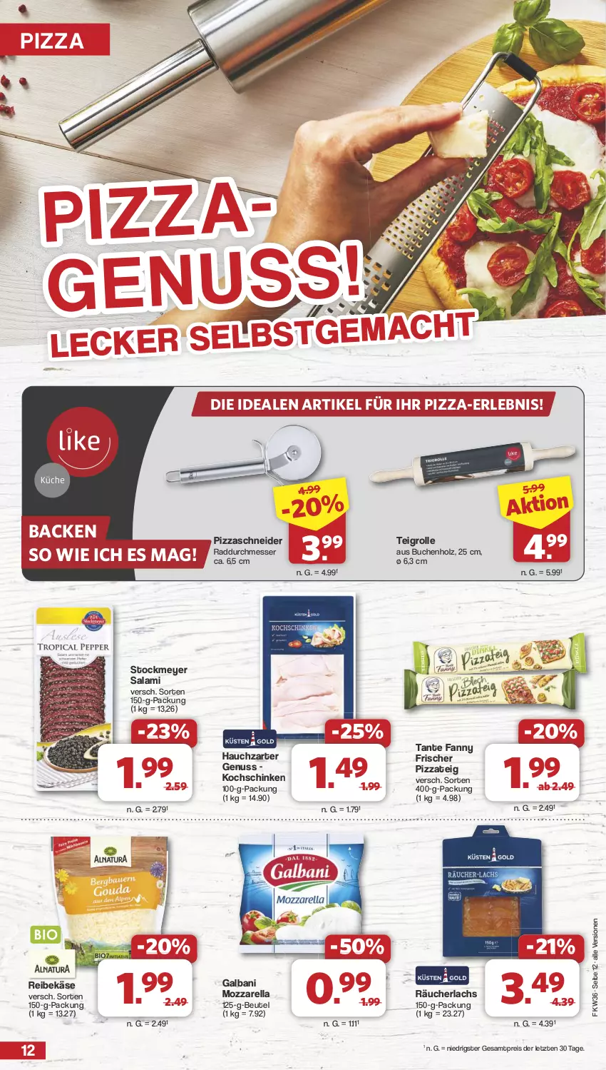 Aktueller Prospekt Famila - Prospekte - von 02.09 bis 07.09.2024 - strona 12 - produkty: beutel, buch, eis, galbani, Holz, Käse, kochschinken, lachs, messer, mozzarella, nuss, pizza, Pizzateig, Räucherlachs, Reibekäse, reis, rel, salami, schinken, stockmeyer, tante fanny, Teigrolle, Ti, ZTE