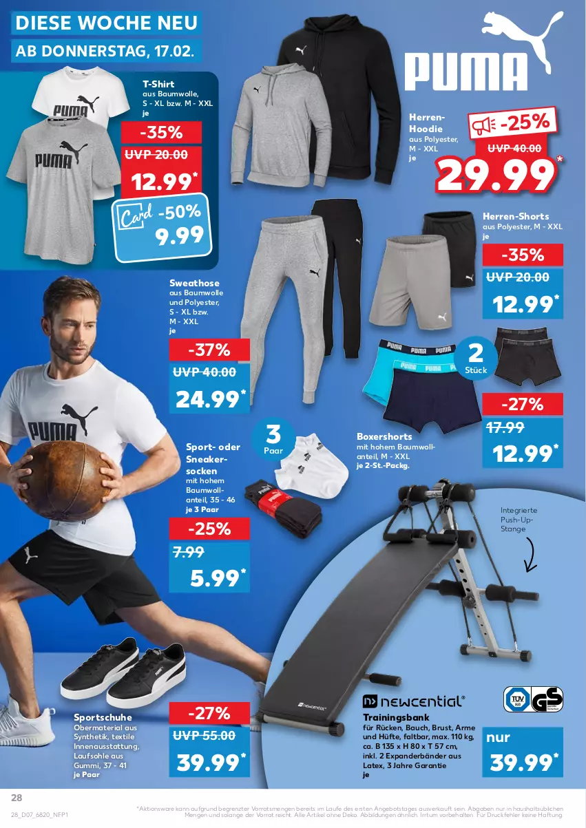 Aktueller Prospekt Kaufland - von 17.02 bis 23.02.2022 - strona 28 - produkty: angebot, Bank, Bau, baumwolle, herren-shorts, hose, Push-up, Ria, schuhe, shirt, shorts, sneaker, sneakersocken, socken, Sport, sportschuhe, Sweathose, T-Shirt, Ti, wolle, ZTE