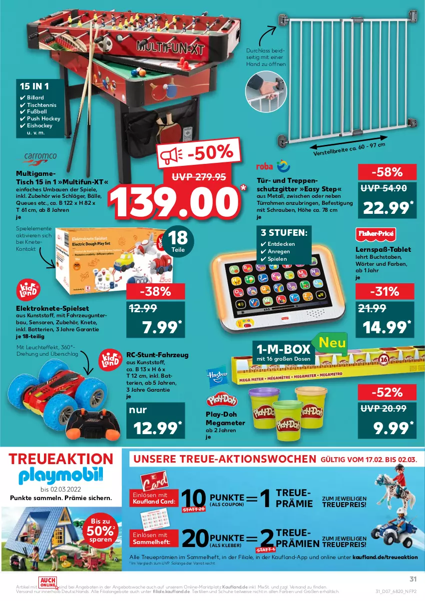 Aktueller Prospekt Kaufland - von 17.02 bis 23.02.2022 - strona 31 - produkty: angebot, angebote, ball, batterie, batterien, Bau, buch, coupon, decke, eis, Elektro, ente, Fußball, kleber, Leuchte, Play-Doh, reis, ring, schrauben, schuhe, Spiele, tablet, Ti, tisch