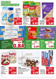 Gazetka promocyjna Kaufland - Gazetka - ważna od 23.02 do 23.02.2022 - strona 38 - produkty: angebot, beutel, Cashew, cashewkerne, colgate, creme, duplo, eis, erdnüsse, hartweizen, isana, knorr, knorr pasta, LG, lindt, mac, mandel, Mantel, marzipan, mayonnaise, milka, mit paprika, natur, nuss, paprika, pasta, reis, Ria, riegel, salat, salatcreme, salate, sana, sauce, saucen, schoko, schokolade, schokoriegel, Ti, Trüffel, veggie, waffeln, Yo, zahncreme, ZTE