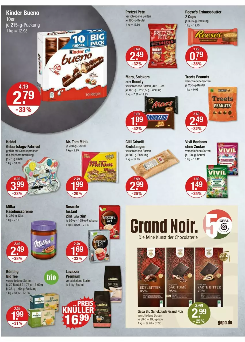Aktueller Prospekt Vmarkt - Prospekte - von 16.10 bis 22.10.2025 - strona 12 - produkty: beutel, bio, bonbons, bounty, brot, butter, cola, creme, erdnuss, Erdnussbutter, Fahrrad, haselnuss, Haselnusscreme, Kinder, kinder bueno, mars, milch, milka, nuss, pralinen, Pretzel, schoko, schokolade, snickers, zucker