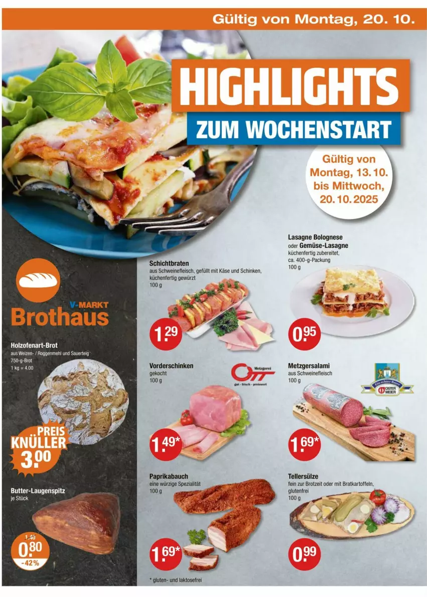 Aktueller Prospekt Vmarkt - Prospekte - von 16.10 bis 22.10.2025 - strona 22 - produkty: Bau, bolognese, braten, brot, butter, eimer, eis, elle, fleisch, gewürz, Holz, kartoffel, kartoffeln, Käse, küche, Küchen, lasagne, Ofen, paprika, salami, schinken, schwein, schweine, schweinefleisch, Spezi, teller, Ti, wein, weine
