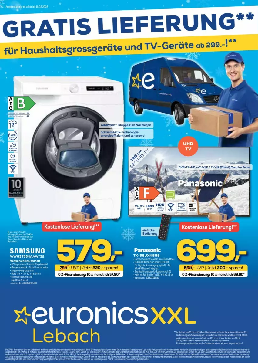 Aktueller Prospekt Euronics - Prospekte - von 12.02 bis 18.02.2022 - strona 1 - produkty: auto, panasonic, Samsung, schauma, Ti, waschvollautomat