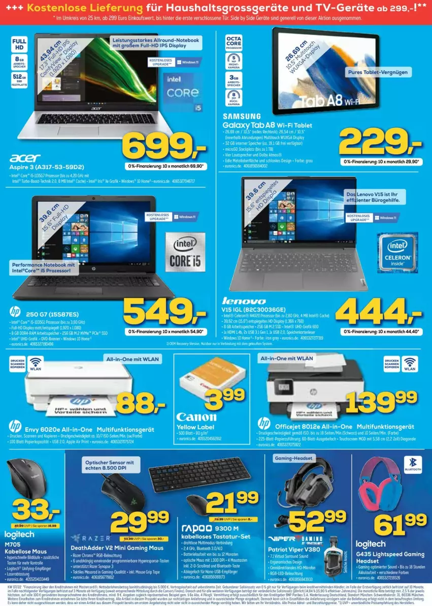 Aktueller Prospekt Euronics - Prospekte - von 12.02 bis 18.02.2022 - strona 7 - produkty: eis, ente, Intel, lenovo, notebook, reis, rel, tablet, Ti, tisch