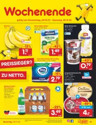 Gazetka promocyjna Netto Marken-Discount - Filial-Angebote - Gazetka - ważna od 28.10 do 28.10.2023 - strona 33 - produkty: Alwa, angebot, asti, banane, bananen, bestpreis, cremissimo, eis, elle, flasche, glasflasche, Käse, käsescheiben, küche, Küchen, küchentücher, langnese, langnese cremissimo, milch, milram, mineralwasser, Mineralwasser Classic, Müller, müllermilch, natur, reis, reiss, rel, sim, Ti, tücher, wasser, zewa, ZTE