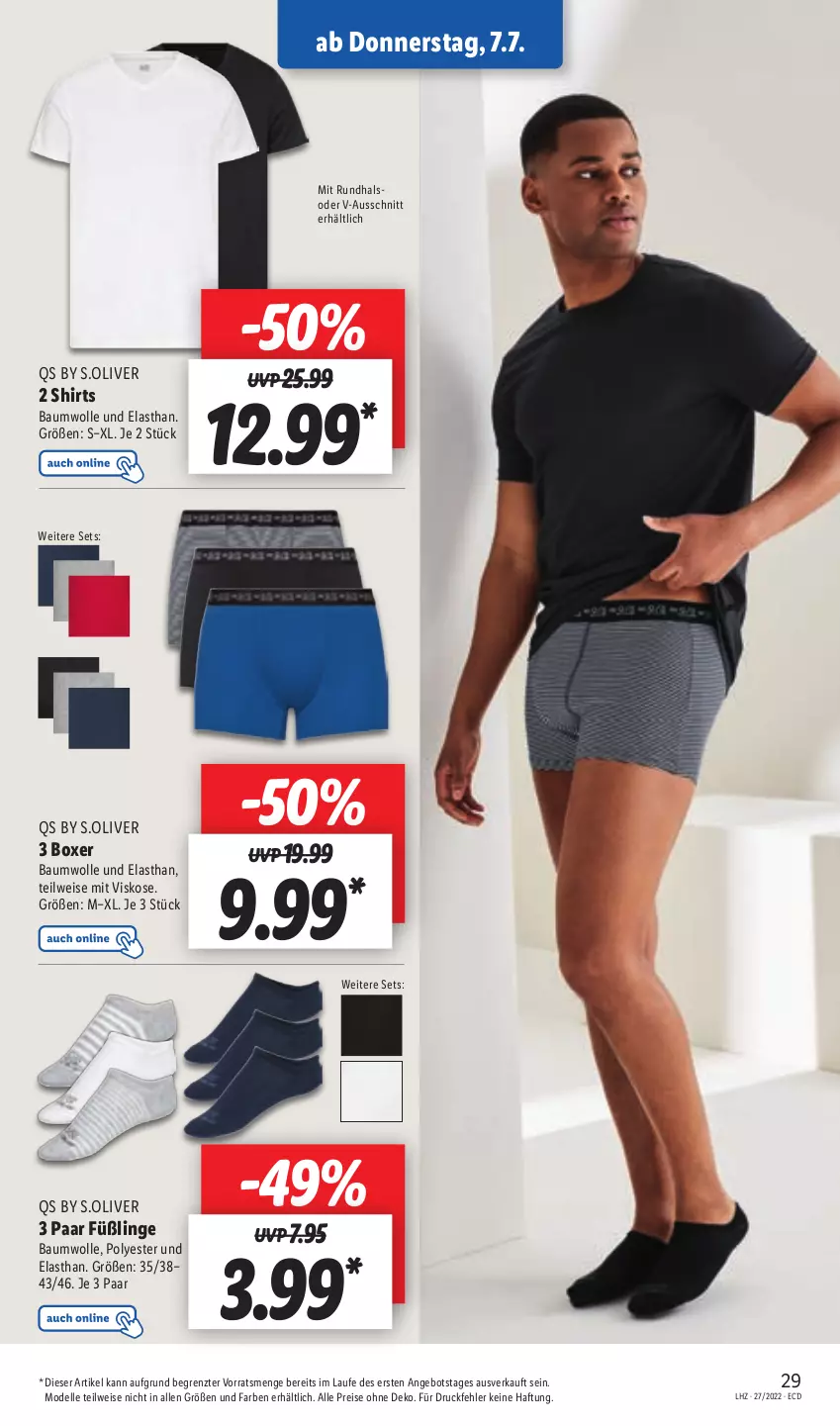 Aktueller Prospekt Lidl - Aktionsprospekt - von 04.07 bis 09.07.2022 - strona 29 - produkty: angebot, Bau, baumwolle, dell, eis, elle, Füßlinge, Mode, olive, reis, s.oliver, shirt, shirts, Ti, wolle, ZTE