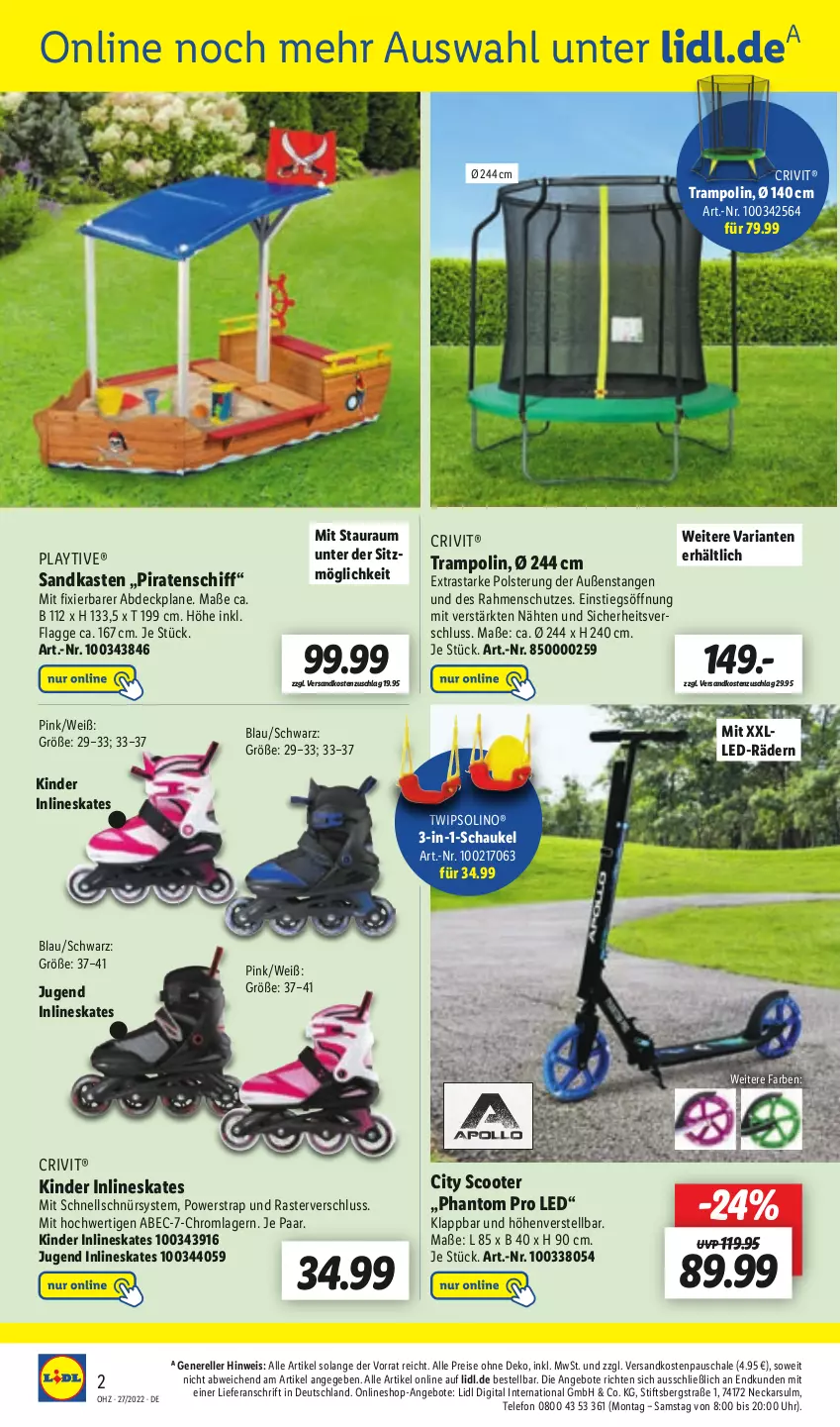 Aktueller Prospekt Lidl - Aktionsprospekt - von 04.07 bis 09.07.2022 - strona 51 - produkty: abdeckplane, angebot, angebote, crivit, eis, elle, Kinder, ndk, reis, rel, Ria, Sandkasten, Schal, Schale, Schaukel, scooter, telefon, Ti, Trampolin, uhr