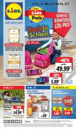 Gazetka promocyjna Lidl - Aktionsprospekt - Gazetka - ważna od 09.07 do 09.07.2022 - strona 1 - produkty: angebot, angebote, Bad, beutel, bio, champion, discount, eis, erde, Federmäppchen, lebensmittel, LG, Liege, preisvorteil, pril, Rauch, reis, Schulranzen, Sport, stuhl, Ti, ZTE