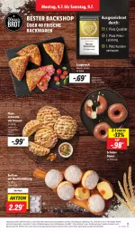 Gazetka promocyjna Lidl - Aktionsprospekt - Gazetka - ważna od 09.07 do 09.07.2022 - strona 9 - produkty: backwaren, berliner, brot, Donut, donuts, eis, frische backwaren, Laugeneck, nuss, Nussschnecke, reis, schoko, Ti