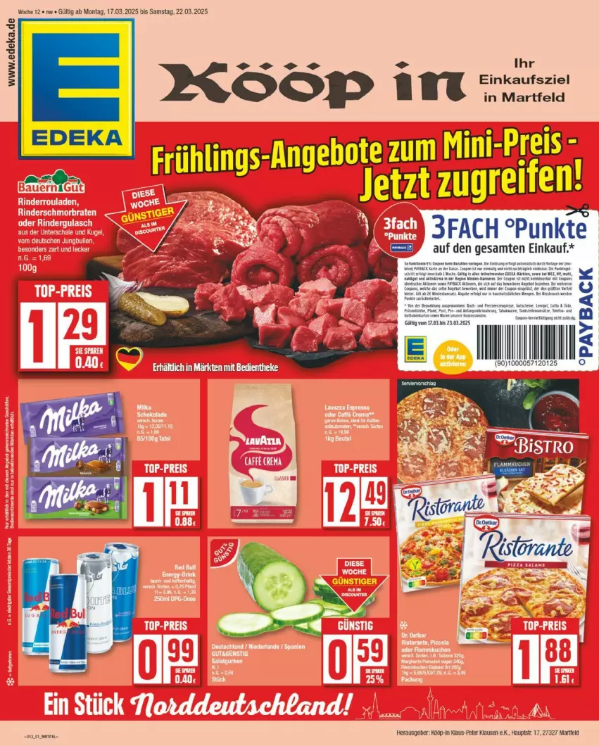 Aktueller Prospekt Edeka - Prospekte - von 17.03 bis 22.03.2025 - strona 1 - produkty: angebot, angebote, deka, payback, Ti