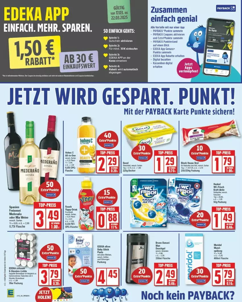 Aktueller Prospekt Edeka - Prospekte - von 17.03 bis 22.03.2025 - strona 11 - produkty: auto, coupon, coupons, deka, flasche, freixenet, gutschein, henkel, kraft, nuss, Pants, payback, Rana, spülung, tee, Ti, tisch, wein, weine