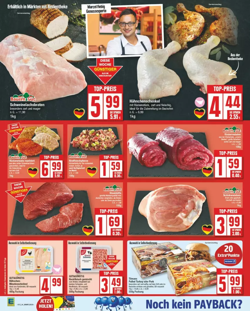 Aktueller Prospekt Edeka - Prospekte - von 17.03 bis 22.03.2025 - strona 7 - produkty: braten, eis, fleisch, hähnchenschenkel, henkel, lachs, Lachsbraten, minutenschnitzel, payback, schenkel, schnitzel, schwein, schweine, Schweinelachs, Ti, wein, weine