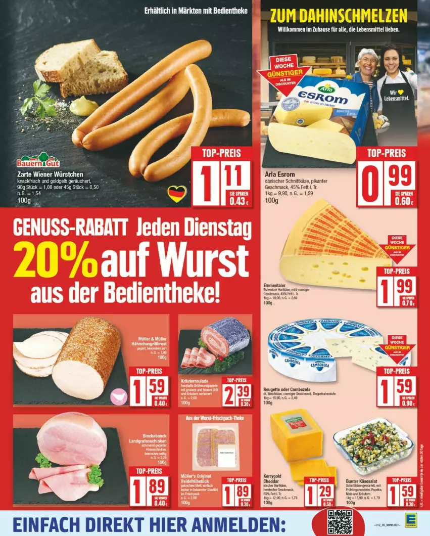 Aktueller Prospekt Edeka - Prospekte - von 17.03 bis 22.03.2025 - strona 8 - produkty: arla, cambozola, dänischer schnittkäse, esrom, GPS, Käse, lebensmittel, mac, rouge, rougette, schnittkäse, tee