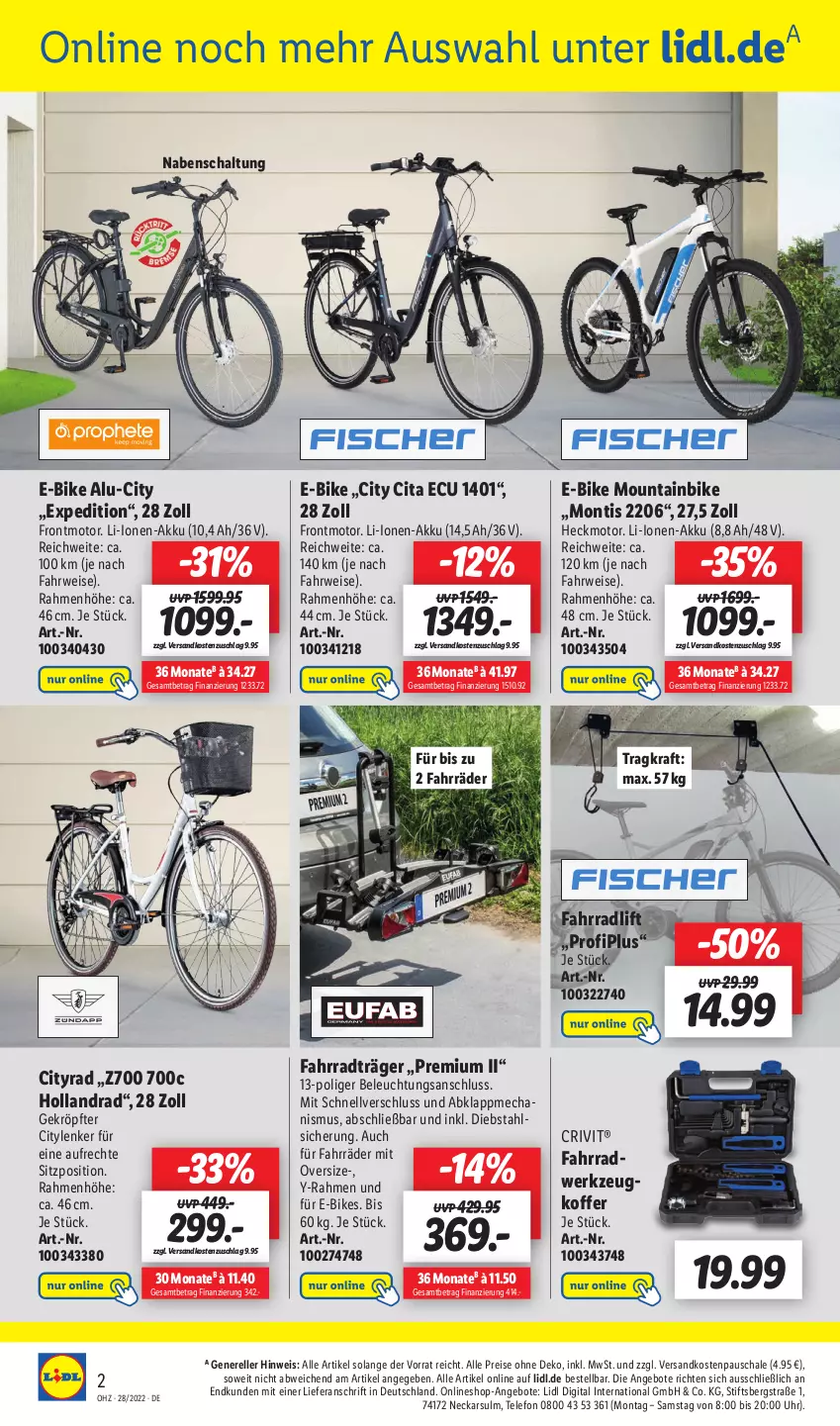 Aktueller Prospekt Lidl - Wochen-Highlights im Onlineshop - von 11.07 bis 17.07.2022 - strona 2 - produkty: akku, angebot, angebote, beleuchtung, crivit, E-Bike, E-Bikes, eis, elle, Fahrrad, koffer, kraft, Mountainbike, ndk, reis, rel, rwe, Schal, Schale, telefon, Ti, uhr, werkzeug