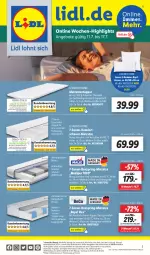 Gazetka promocyjna Lidl - Wochen-Highlights im Onlineshop - Gazetka - ważna od 17.07 do 17.07.2022 - strona 1 - produkty: angebot, angebote, asti, dip, eis, elle, Hela, hohenstein, kissen, komfortschaum-matratze, komfortschaumtopper, kopfkissen, Liege, mab, matratze, matratzen, Matratzentopper, ndk, reis, rel, ring, Schal, Schale, schauma, telefon, Ti, tisch, topper, tuc, uhr