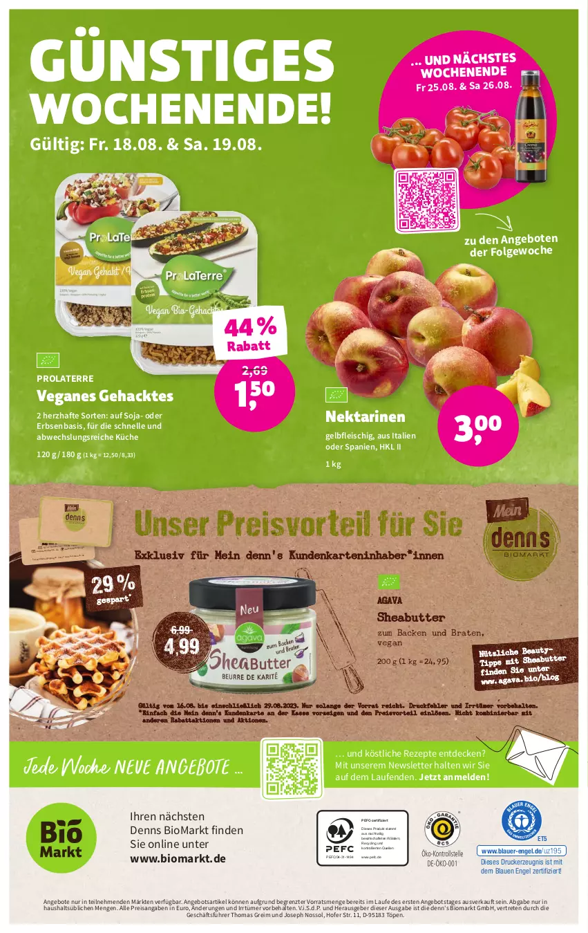 Aktueller Prospekt Denns Biomarkt - Prospekte - von 16.08 bis 29.08.2023 - strona 12 - produkty: angebot, angebote, auer, bio, braten, butter, Clin, decke, drucker, eis, elle, Engel, erbsen, fleisch, kerze, küche, Laufen, LG, Nektar, nektarinen, preisvorteil, reis, rezept, rezepte, Sheabutter, soja, Ti, trolli, ZTE