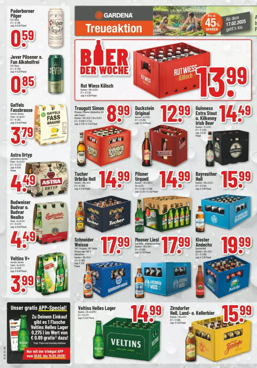 Aktueller Prospekt Trinkgut - Prospekte - von 09.02 bis 15.02.2025 - strona 2 - produkty: alkohol, Astra, bier, brause, budweiser, Duck, eis, Elan, elle, fassbrause, flasche, gin, Guinness, jever, jever pilsener, kellerbier, Kilkenny, LG, mam, pils, pilsener, pilsner, rama, rind, rum, sim, Ti, tuc, Tucher, urtyp, veltins