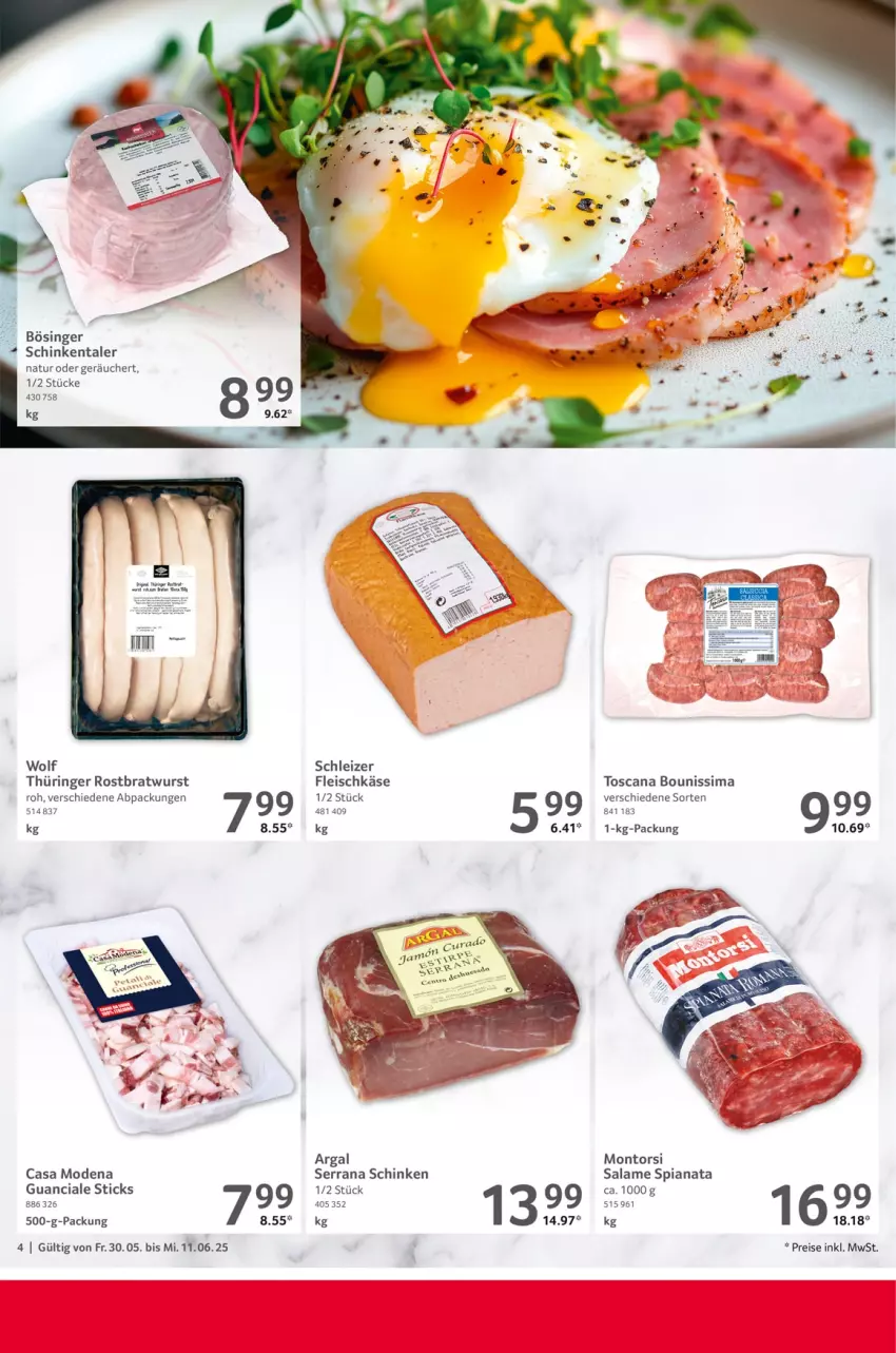 Aktueller Prospekt Selgros - Gastronomie - von 30.05 bis 11.06.2025 - strona 4 - produkty: bratwurst, Casa Modena, eis, fleisch, fleischkäse, Käse, Mode, montorsi, natur, Rana, reis, ring, rostbratwurst, schinken, sim, thüringer rostbratwurst, Ti, wurst