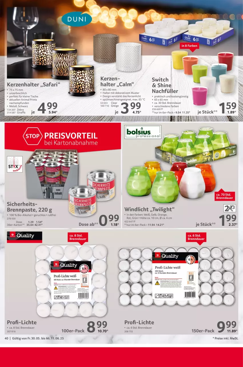 Aktueller Prospekt Selgros - Gastronomie - von 30.05 bis 11.06.2025 - strona 40 - produkty: alkohol, auer, bio, Brennpaste, eis, elle, kerze, Kerzenhalter, leine, Nike, orange, reis, Ti, tisch, windlicht
