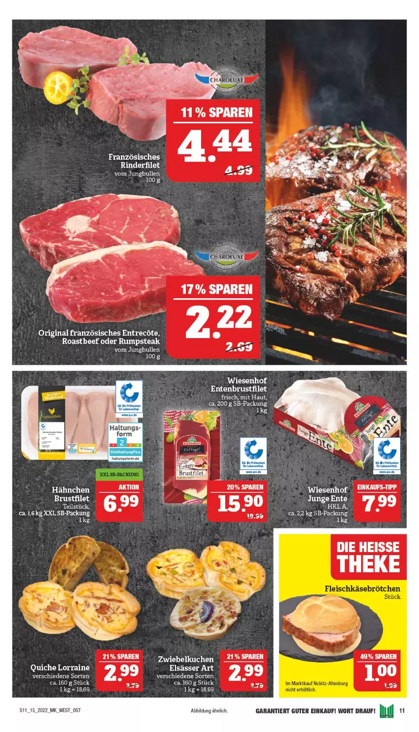 Aktueller Prospekt Marktkauf - Prospekt - von 10.04 bis 16.04.2022 - strona 11 - produkty: brustfilet, eis, ente, filet, gin, jungbullen, reis, rind, rinder, rinderfilet, tee, Ti, wiesenhof