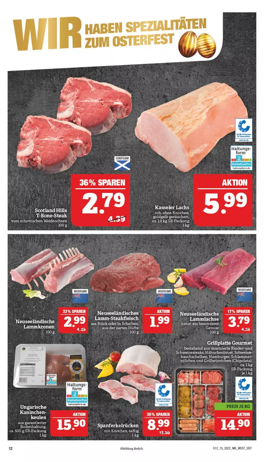 Aktueller Prospekt Marktkauf - Prospekt - von 10.04 bis 16.04.2022 - strona 12 - produkty: Bau, bauchscheiben, burger, deo, eis, fleisch, grill, grillplatte, hähnchenbrust, hamburger, kasseler, krone, lachs, lamm, Lammkrone, lammlachse, latte, natur, Nestea, nuss, rind, rinder, saft, schott, schwein, schweine, steak, steaks, Ti, tisch, wein, weine, würstchen